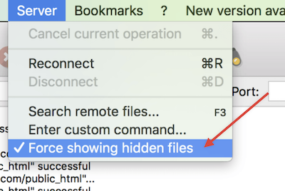 Filezilla Force showing hidden files